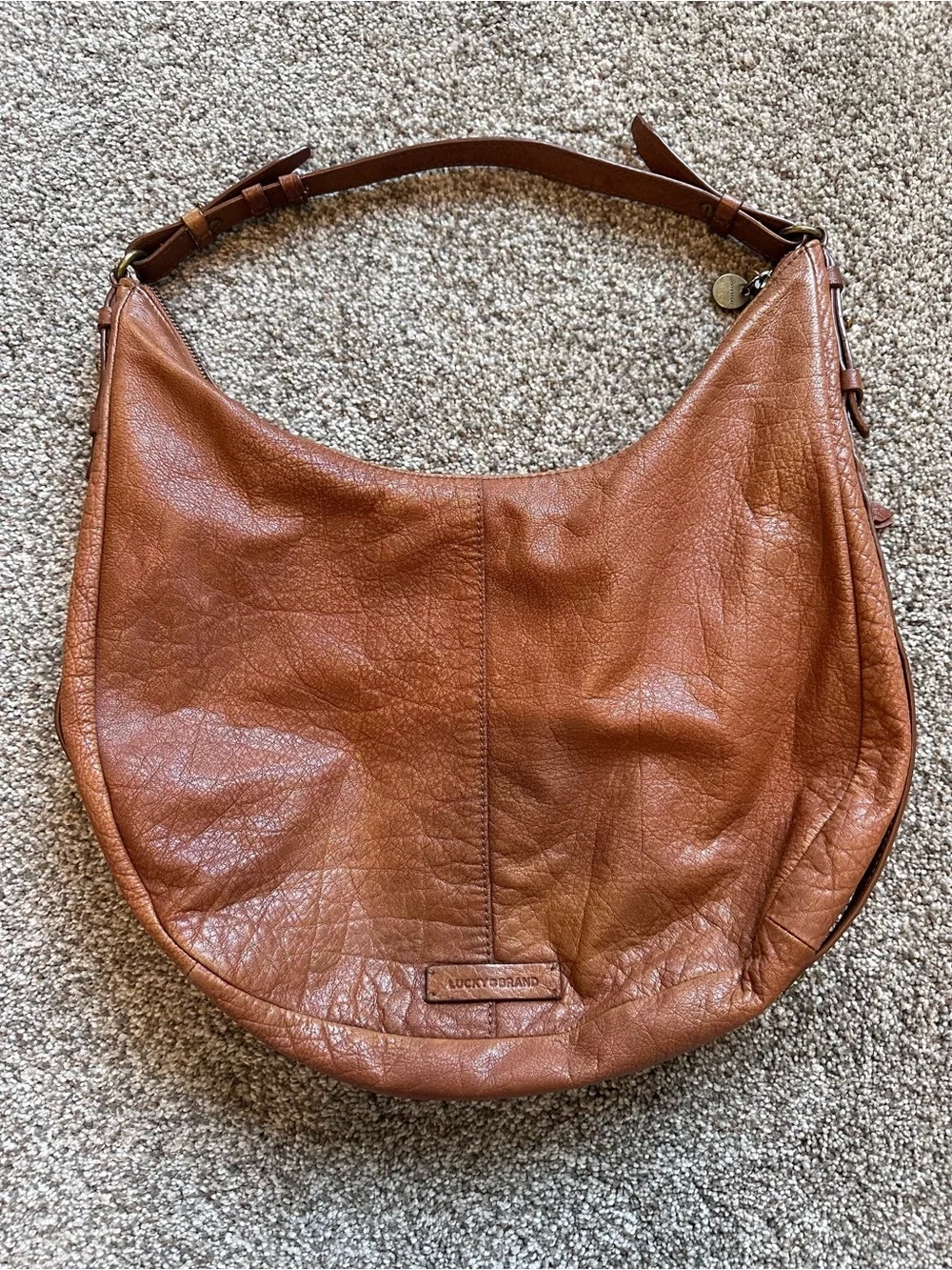 Lucky Brand Cognac Brown Leather Hobo Bag